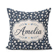 Custom Name White Daisy Flowers on Deep Navy Background Seamless Square Filled Cushion Throw Pillow Sofa Bed Home Decor Zip Washable UK Made