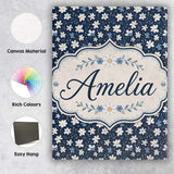 Personalised Name White Daisy Flowers on Custom  Unique Gift Idea Elegant Feature Canvas Wall Art Print Decor Picture Ready to Hang