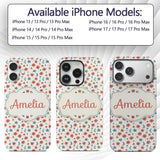 Coral Orange Floral Sprigs with Green Leaves Custom Name Protective Phone Case Mobile Cover Durable Everyday Smartphone Shock Resistant