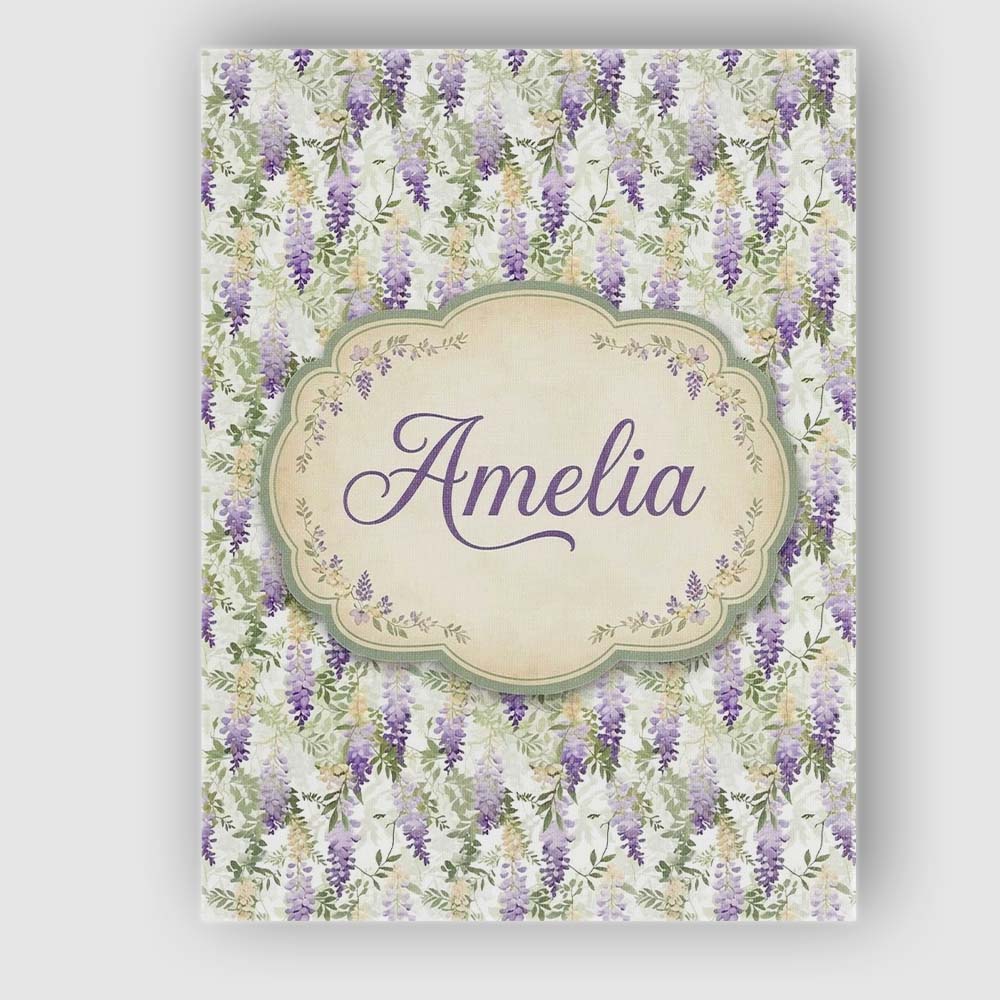 Personalised Name Light Pastel Wisteria Custom  Modern Room Accent Elegant Feature Canvas Wall Art Print Decor Picture Ready to Hang