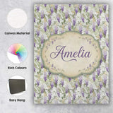 Personalised Name Light Pastel Wisteria Custom  Modern Room Accent Elegant Feature Canvas Wall Art Print Decor Picture Ready to Hang