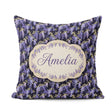 Custom Name Rich Purple Wisteria on Dark Floral Seamless Pattern Square Filled Cushion Throw Pillow Sofa Bed Home Decor Zip Washable UK Made