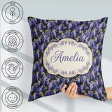 Custom Name Rich Purple Wisteria on Dark Floral Seamless Pattern Square Filled Cushion Throw Pillow Sofa Bed Home Decor Zip Washable UK Made