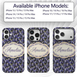 Rich Purple Wisteria on Dark Background Floral Custom Name Protective Phone Case Mobile Cover Durable Everyday Smartphone Shock Resistant