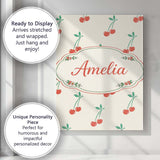 Personalised Name Cute Cherry Fruit Minimal Seamless Pattern Stylish Custom  Home Canvas Wall Art Print Decor Picture Ready to Hang