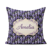 Custom Name Purple Wisteria Hanging Blossoms on Night Background Square Filled Cushion Throw Pillow Sofa Bed Home Decor Zip Washable UK Made
