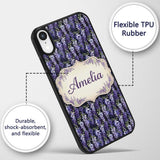 Dark Purple Wisteria Hanging Blossoms on Night Custom Name Protective Phone Case Mobile Cover Durable Everyday Smartphone Shock Resistant