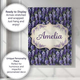 Personalised Name Dark Purple Wisteria Custom  Modern Room Accent Elegant Feature Canvas Wall Art Print Decor Picture Ready to Hang