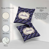 Custom Name Purple Wisteria Hanging Blossoms on Night Background Square Filled Cushion Throw Pillow Sofa Bed Home Decor Zip Washable UK Made