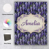 Personalised Name Dark Purple Wisteria Custom  Modern Room Accent Elegant Feature Canvas Wall Art Print Decor Picture Ready to Hang