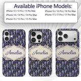 Dark Purple Wisteria Hanging Blossoms on Night Custom Name Protective Phone Case Mobile Cover Durable Everyday Smartphone Shock Resistant