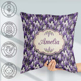 Custom Name Elegant Purple Wisteria Clusters with Leaves Pattern Square Filled Cushion Throw Pillow Sofa Bed Home Decor Zip Washable UK Made
