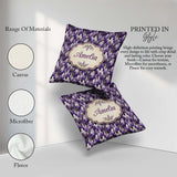 Custom Name Elegant Purple Wisteria Clusters with Leaves Pattern Square Filled Cushion Throw Pillow Sofa Bed Home Decor Zip Washable UK Made