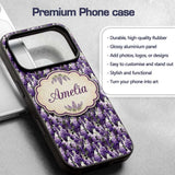 Elegant Purple Wisteria Clusters with Soft Leaves Custom Name Protective Phone Case Mobile Cover Durable Everyday Smartphone Shock Resistant