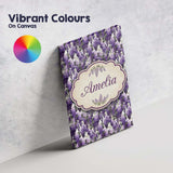 Personalised Name Elegant Purple Wisteria Custom  Bespoke Decorative Contemporary Canvas Wall Art Print Decor Picture Ready to Hang
