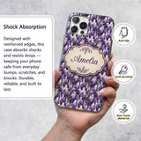 Elegant Purple Wisteria Clusters with Soft Leaves Custom Name Protective Phone Case Mobile Cover Durable Everyday Smartphone Shock Resistant