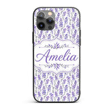 Minimal Lavender Botanical Stems Printed Design Custom Name Protective Phone Case Mobile Cover Durable Everyday Smartphone Shock Resistant