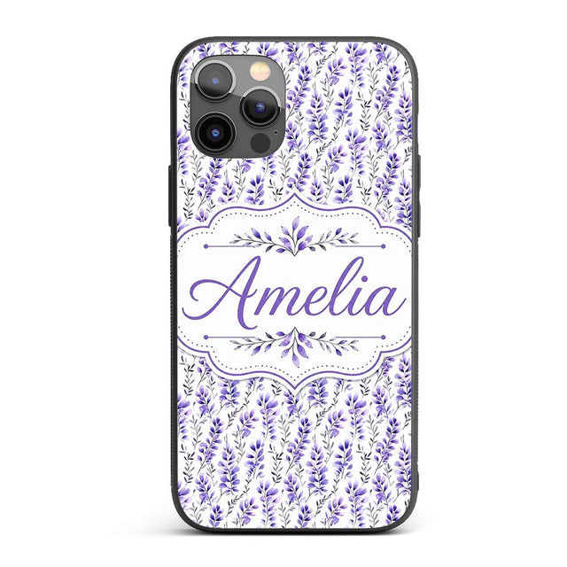 Minimal Lavender Botanical Stems Printed Design Custom Name Protective Phone Case Mobile Cover Durable Everyday Smartphone Shock Resistant