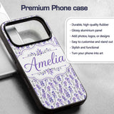 Minimal Lavender Botanical Stems Printed Design Custom Name Protective Phone Case Mobile Cover Durable Everyday Smartphone Shock Resistant