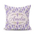 Custom Name Soft Lilac Wisteria Floral Branches Seamless Pattern Square Filled Cushion Throw Pillow Sofa Bed Home Decor Zip Washable UK Made