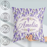 Custom Name Soft Lilac Wisteria Floral Branches Seamless Pattern Square Filled Cushion Throw Pillow Sofa Bed Home Decor Zip Washable UK Made