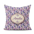 Custom Name Pastel Purple Wisteria Blooms with Delicate Seamless Square Filled Cushion Throw Pillow Sofa Bed Home Decor Zip Washable UK Made