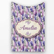 Pastel Purple Wisteria Blooms with Delicate Leaves Seamless Pattern  Personalised Custom Name Super Soft Fleece Blanket Bed Sofa Throw