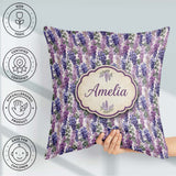 Custom Name Pastel Purple Wisteria Blooms with Delicate Seamless Square Filled Cushion Throw Pillow Sofa Bed Home Decor Zip Washable UK Made