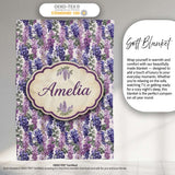 Pastel Purple Wisteria Blooms with Delicate Leaves Seamless Pattern  Personalised Custom Name Super Soft Fleece Blanket Bed Sofa Throw
