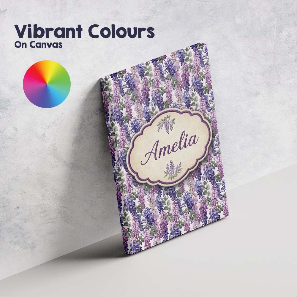 Personalised Name Pastel Purple Wisteria Custom  Unique Gift Idea Elegant Feature Canvas Wall Art Print Decor Picture Ready to Hang