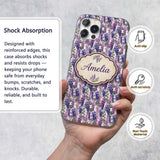 Pastel Purple Wisteria Blooms with Printed Design Custom Name Protective Phone Case Mobile Cover Durable Everyday Smartphone Shock Resistant