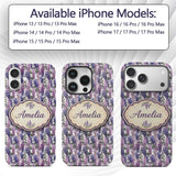 Pastel Purple Wisteria Blooms with Printed Design Custom Name Protective Phone Case Mobile Cover Durable Everyday Smartphone Shock Resistant