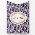 Purple Wisteria Vine Clusters with Natural Green Leaves Seamless  Personalised Custom Name Super Soft Fleece Blanket Bed Sofa Throw