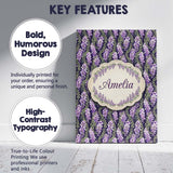 Personalised Name Purple Wisteria Vine Custom  Modern Room Accent Elegant Feature Canvas Wall Art Print Decor Picture Ready to Hang