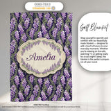 Purple Wisteria Vine Clusters with Natural Green Leaves Seamless  Personalised Custom Name Super Soft Fleece Blanket Bed Sofa Throw