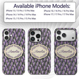 Purple Wisteria Vine Clusters with Natural Green Custom Name Protective Phone Case Mobile Cover Durable Everyday Smartphone Shock Resistant