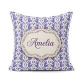 Custom Name Light Blue Floral Botanical Clusters Soft Background Square Filled Cushion Throw Pillow Sofa Bed Home Decor Zip Washable UK Made