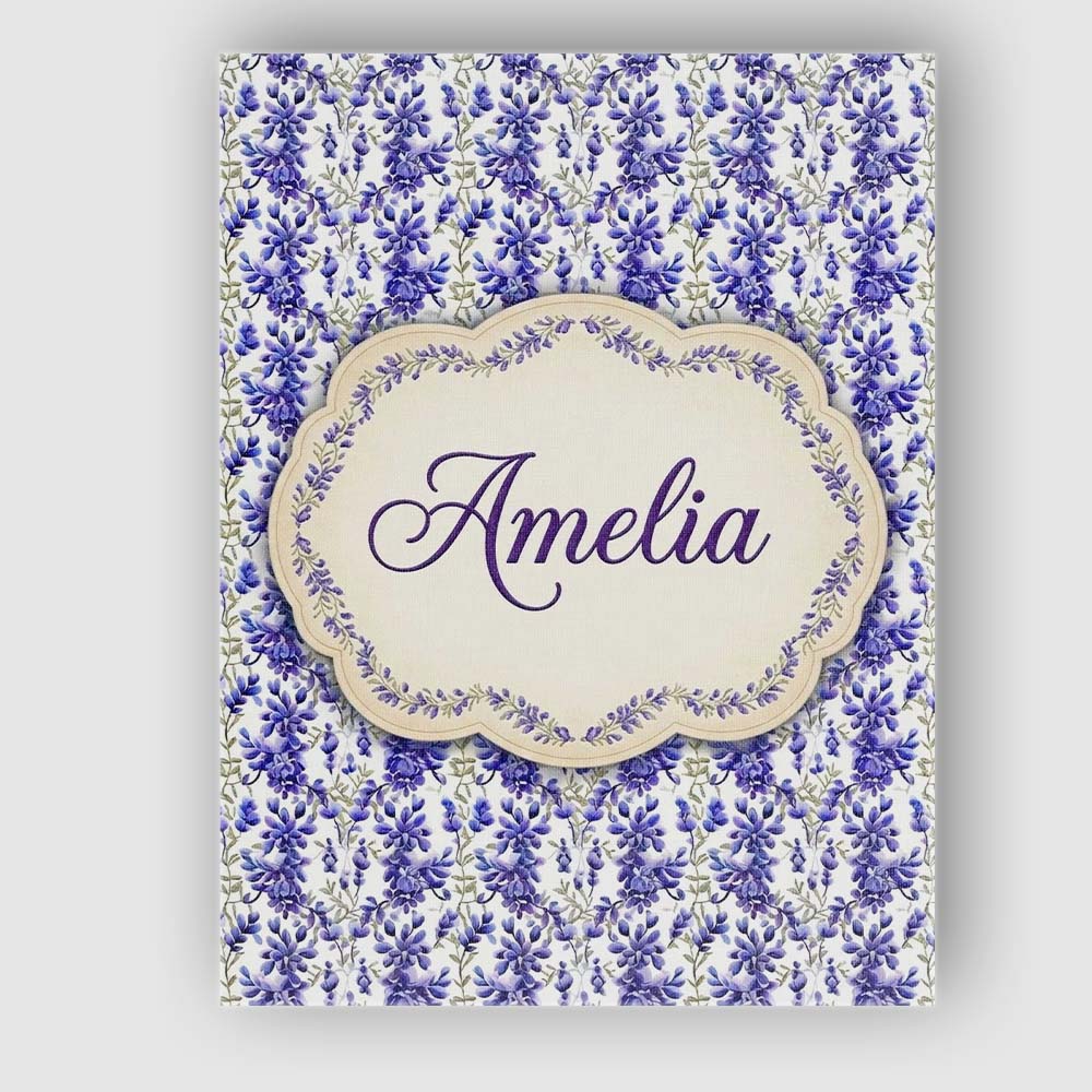 Personalised Name Light Blue Floral Botanical Custom Unique Gift Idea Modern Room Accent Canvas Wall Art Print Decor Picture Ready to Hang