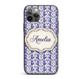 Light Blue Floral Botanical Clusters on Soft Custom Name Protective Phone Case Mobile Cover Durable Everyday Smartphone Shock Resistant