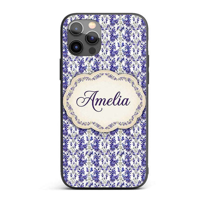 Light Blue Floral Botanical Clusters on Soft Custom Name Protective Phone Case Mobile Cover Durable Everyday Smartphone Shock Resistant