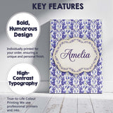 Personalised Name Light Blue Floral Botanical Custom Unique Gift Idea Modern Room Accent Canvas Wall Art Print Decor Picture Ready to Hang