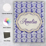 Personalised Name Light Blue Floral Botanical Custom Unique Gift Idea Modern Room Accent Canvas Wall Art Print Decor Picture Ready to Hang