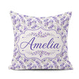 Custom Name Delicate Purple Floral Stems Soft Botanical Seamless Square Filled Cushion Throw Pillow Sofa Bed Home Decor Zip Washable UK Made