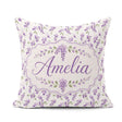 Custom Name Subtle Lavender Blossoms on Pale Background Seamless Square Filled Cushion Throw Pillow Sofa Bed Home Decor Zip Washable UK Made