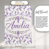 Subtle Lavender Hanging Blossoms on Pale Background Seamless  Personalised Custom Name Super Soft Fleece Blanket Bed Sofa Throw
