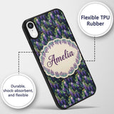 Dark Botanical Wisteria with Green Leaves Rich Custom Name Protective Phone Case Mobile Cover Durable Everyday Smartphone Shock Resistant