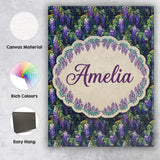 Personalised Name Dark Botanical Wisteria Custom  Unique Gift Idea Elegant Feature Canvas Wall Art Print Decor Picture Ready to Hang