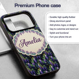 Dark Botanical Wisteria with Green Leaves Rich Custom Name Protective Phone Case Mobile Cover Durable Everyday Smartphone Shock Resistant