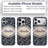 Dark Botanical Wisteria with Green Leaves Rich Custom Name Protective Phone Case Mobile Cover Durable Everyday Smartphone Shock Resistant