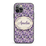 Muted Purple Wisteria Floral Decorative Design Custom Name Protective Phone Case Mobile Cover Durable Everyday Smartphone Shock Resistant